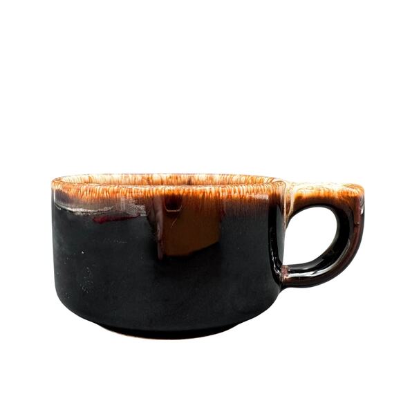 Vintage Pfaltgraff Gourmet Brown Drip Stackable Mug Closed Handle - Picture 2 of 10